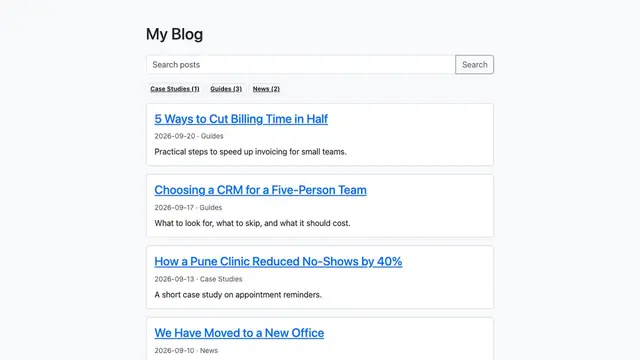 Blog & News CMS — Public blog
