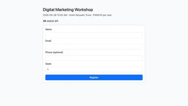 Event Registration & Check-in Manager — Public sign-up page