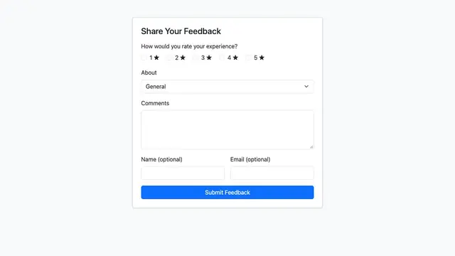 Feedback & Rating Collector — Public feedback form