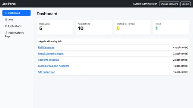 Job Portal with Résumé Uploads — Dashboard