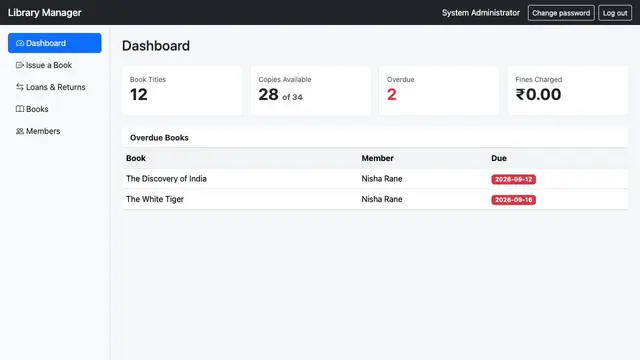 Library Manager — Dashboard