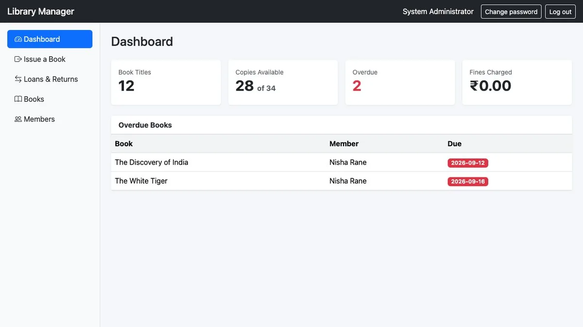 Library Manager — Dashboard