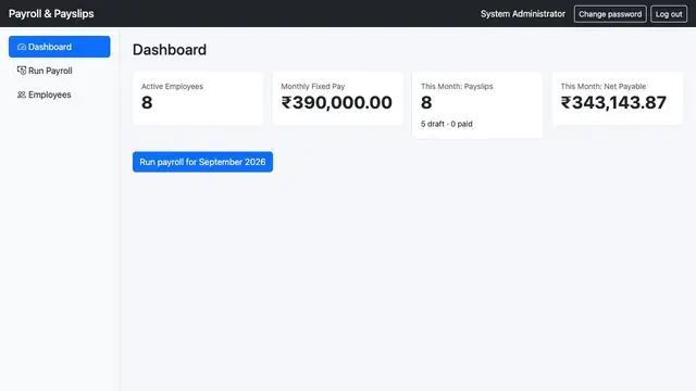 Payroll & Payslip Generator — Dashboard