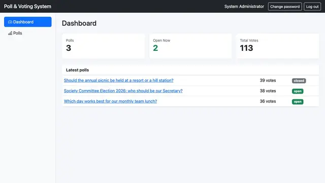 Poll & Voting System — Dashboard