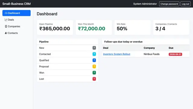 Small-Business CRM — Dashboard