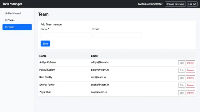 Team Task Manager — Team members